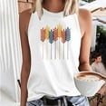 thumbnail image 2 of EQWLJWE Débardeurs pour Femmes Débardeurs Femmes Mode Tendance Femmes Impression Col Rond Sans Manches Tunique Tee Tops, 2 of 4