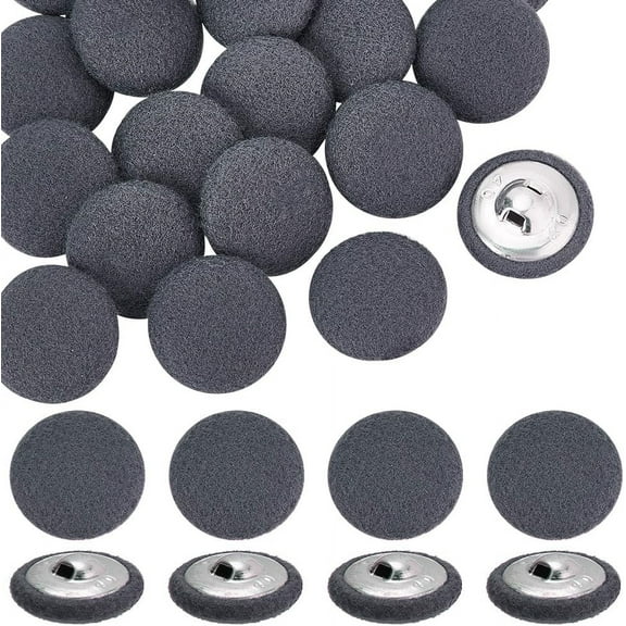 20 Pcs Fabric Cloth Covered Buttons 26mm Fabric Metal Shank Buttons Aluminum Base Buttons with Cardboard Box Flat Round Buttons for Clothes DIY Project Decorations Gray GrayDIY