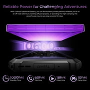 OUKITEL G7 AI Rugged Phone 4G,4GB RAM 128GB ROM 10600mAh Battery 6.52-Inch Android 16 Smartphone-Black/Green/Purple