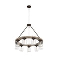 thumbnail image 6 of Hunter - Devon Park 9-light Onyx Bengal, Large Chandelier, Dimmable, Rustic Style, Wagon Wheel Shaped, for Bedrooms, Dining, Living Rooms - 19245, 6 of 9
