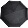 thumbnail image 2 of Round Travel Umbrella with Auto Open/Close Button, Wind-Proof Compact Design, Wind Vent, Strong Alloy Steel Frame, Soft-Grip Handle, Storage Sleeve, 11" When Closed, Black, 2 of 2