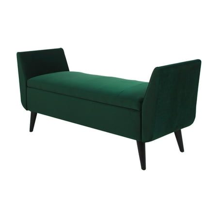 Duff Mid Century Modern Upholstered Entryway Storage Bench Hunter