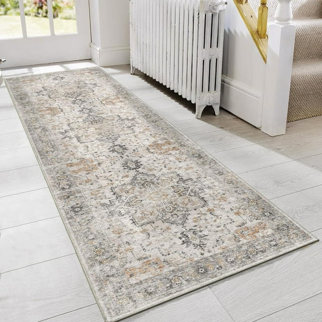 Biwat Area Runner Rugs 3x8 for Living Room, Non-Slip Machine Washable Rug for Hallway Kitchen, Low Pile Print Rug for Bedroom Dining Room Home Office