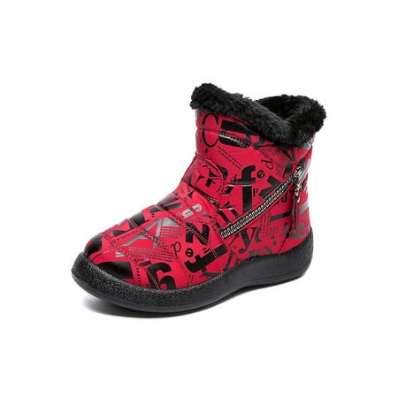 

Kesitin Waterproof Winter Girls Shoes Snow Boots Slip On Warm Ankle Size US