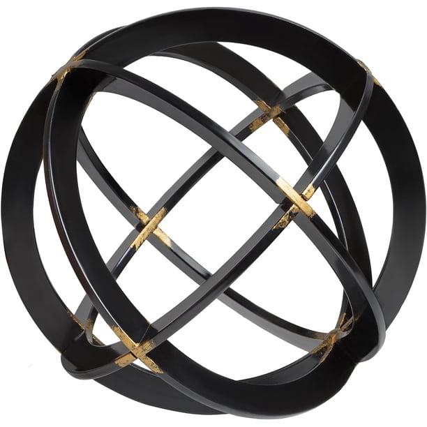 Esfera Decorativa para decoración del hogar, Color Negro y Dorado, Pintada a Mano, Bolas Decorativas Modernas para Sala de Estar, recámara, Cocina, baño, Oficina, orbes Decorativos de,negro