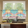 thumbnail image 4 of Yayeee Kitchen Curtains Tier Set of 2 Light Filtering 57"x36" Over Sink Window Panels, Retro Blue Rainbow, 4 of 7
