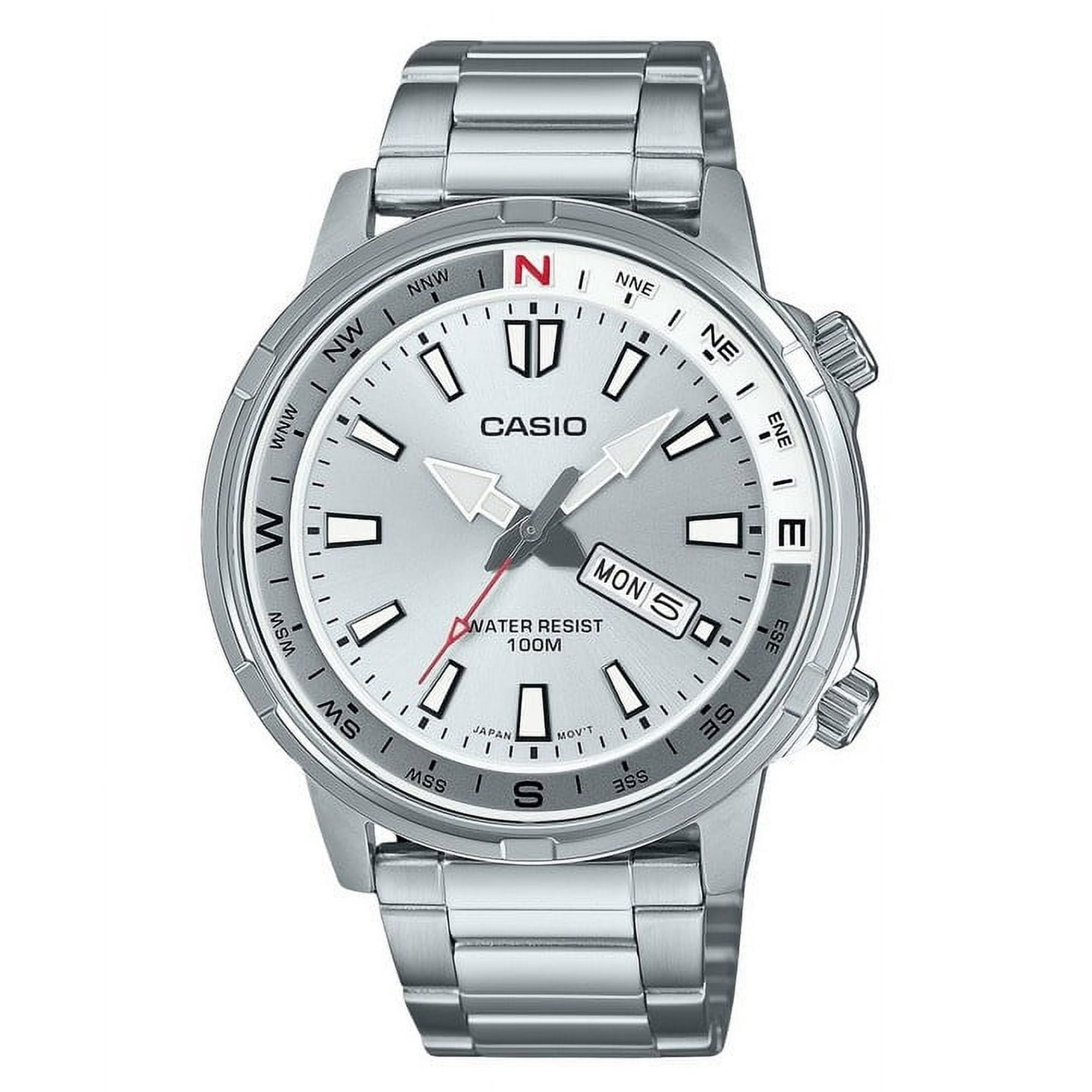 Casio Standard Analog Stainless Steel Silver Dial Quartz MTD 130D 7AV 100M Men s Watch Walmart
