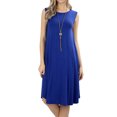 thumbnail image 1 of Women & Plus Sleeveless Round Neck Knee Length Tunic Swing Dress (ROYAL, 1XL), 1 of 3