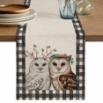thumbnail image 2 of Winter Owls with Berry Leaf Table Runner 36 Inches Long,Kitchen Dining Tablerunners Retro Linen Buffalo Plaid Linen Table Runners Dresser Scarves for Home Dinner Wedding Holiday Party Decor, 2 of 9
