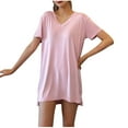 thumbnail image 5 of Timegard Womens Tops with Built in Bra V-Neck Short Sleeve Side Split Loose Soft Sleepwear Casual Pajamas Tops, 5 of 5