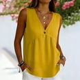 thumbnail image 4 of Miqool Women's Peplum Tank Tops Summer Dressy Casual Sleeveless V Neck Button Ruffle Hem Flowy Babydoll Shirts Beach Vacation Blouses, 4 of 8