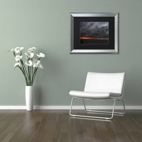 Trademark Fine Art "Stormy October Sunset" Canvas Art by Kurt Shaffer, Black Matte, Silver Frame