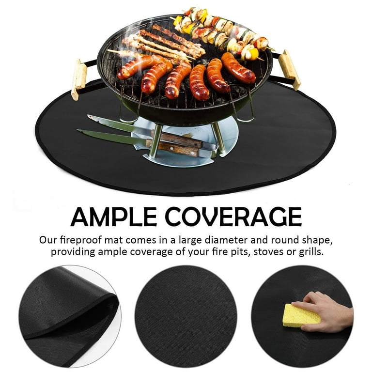 MEIBUTYUP Round Fireproof Fireplace Mat for Deck Patio Heat