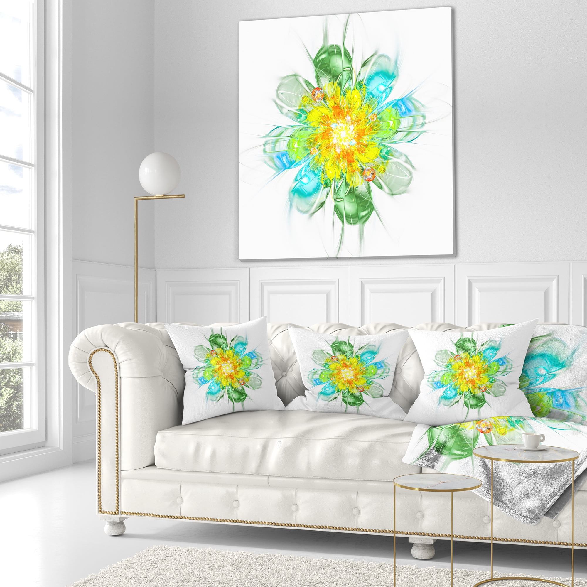 Designart 16" x 16" Blue Polyester Throw Pillow