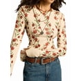 thumbnail image 2 of Women'S Floral Knitted Long Sleeve Crew Neck Going Out Slim Fit Tops Fall Outfits Trendy Clothes Color L, 2 of 9