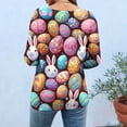 thumbnail image 4 of Kctiaxy 3/4 Length Sleeve Womens tops Happy Easter Graphic Crew Neck T-Shirt Fashion Casual Loose Fitting Top Festival Pullover Tees, 4 of 6