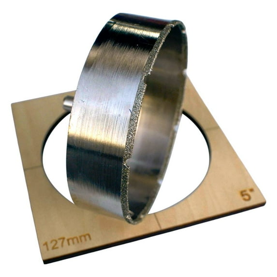 5 inch Hole Saw for Tile with Hole Saw Guide Diverter Valve 5 in Diamond Tipped Hole Saw 127mm Pro 5" Diamond Hole Saw for Tile Porcelain 5" Diamond HoleSaw for Toilet Flange Pipes with Template