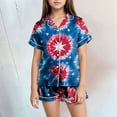 thumbnail image 2 of Gubotare Girls Button Down Pajamas Girls'Pajama Set - 2 Piece Short Sleeve Button Down Sleep Shirt and Pajama Shorts (Sky Blue,Size 12-13 Years), 2 of 4