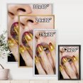 thumbnail image 4 of Designart 'Close-Up Of Woman Golden Gold Glitter Lipstick' Modern Framed Canvas Wall Art Print, 4 of 5