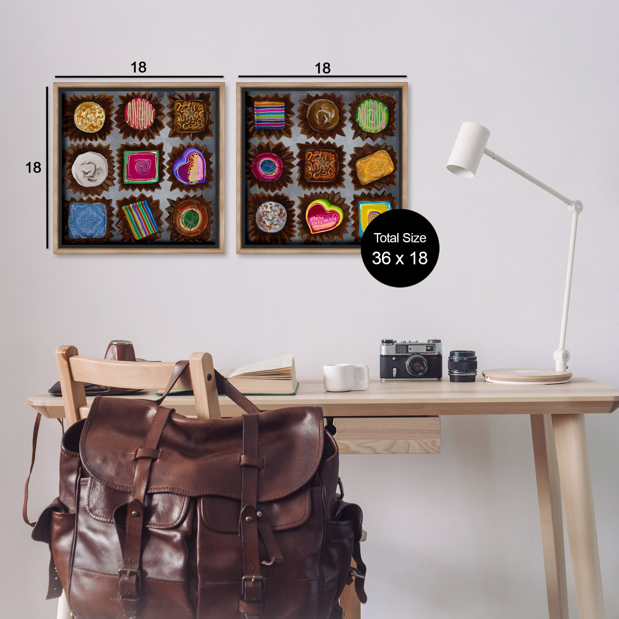 Stupell Industries Various Chocolate Choices Food & Beverage Painting Brown Floater Framed Canvas Art Print Wall Art, 18 x 18, Set of 2
