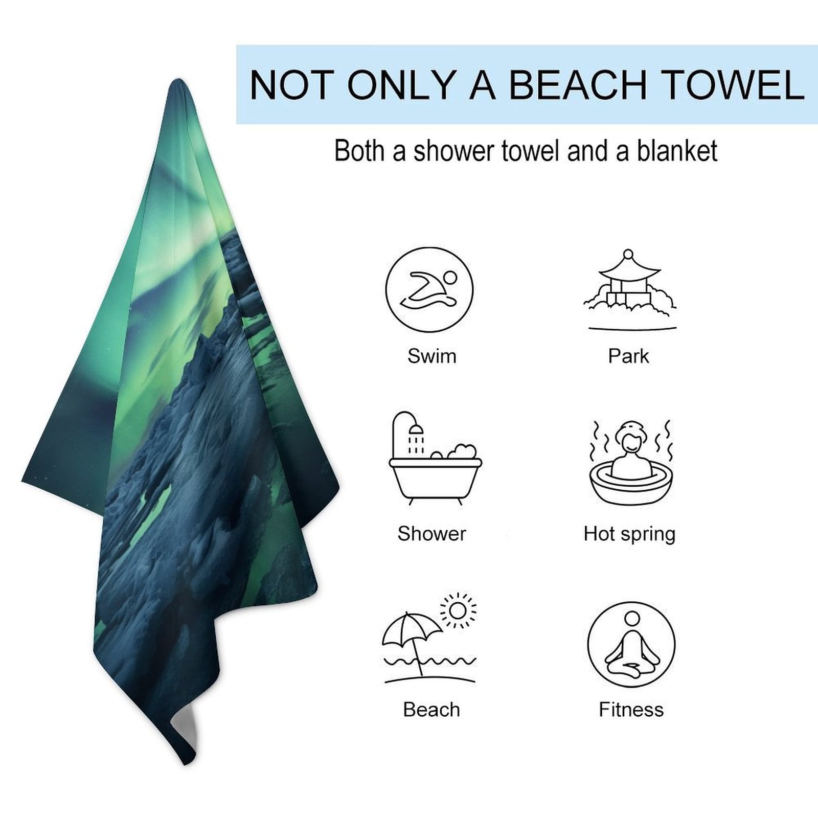 Aurora Starry Sky Beach Towel – with A Unique Design, Extra Large,XL (32”x 63”) for Kids & Adults