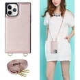 thumbnail image 3 of for iPhone 11 Pro Crossbody Wallet Case with Detachable Adjustable Lanyard Strap & Card Slot Holder,Magnetic Flip Folio Purse,PU Leather Travel Case for Women & Men,5.8 Inch (Rose Gold), 3 of 17