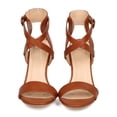 thumbnail image 4 of New Women Wild Diva Savvy05 Leatherette Peep Toe Criss Cross Low Stiletto Sandal, 4 of 5
