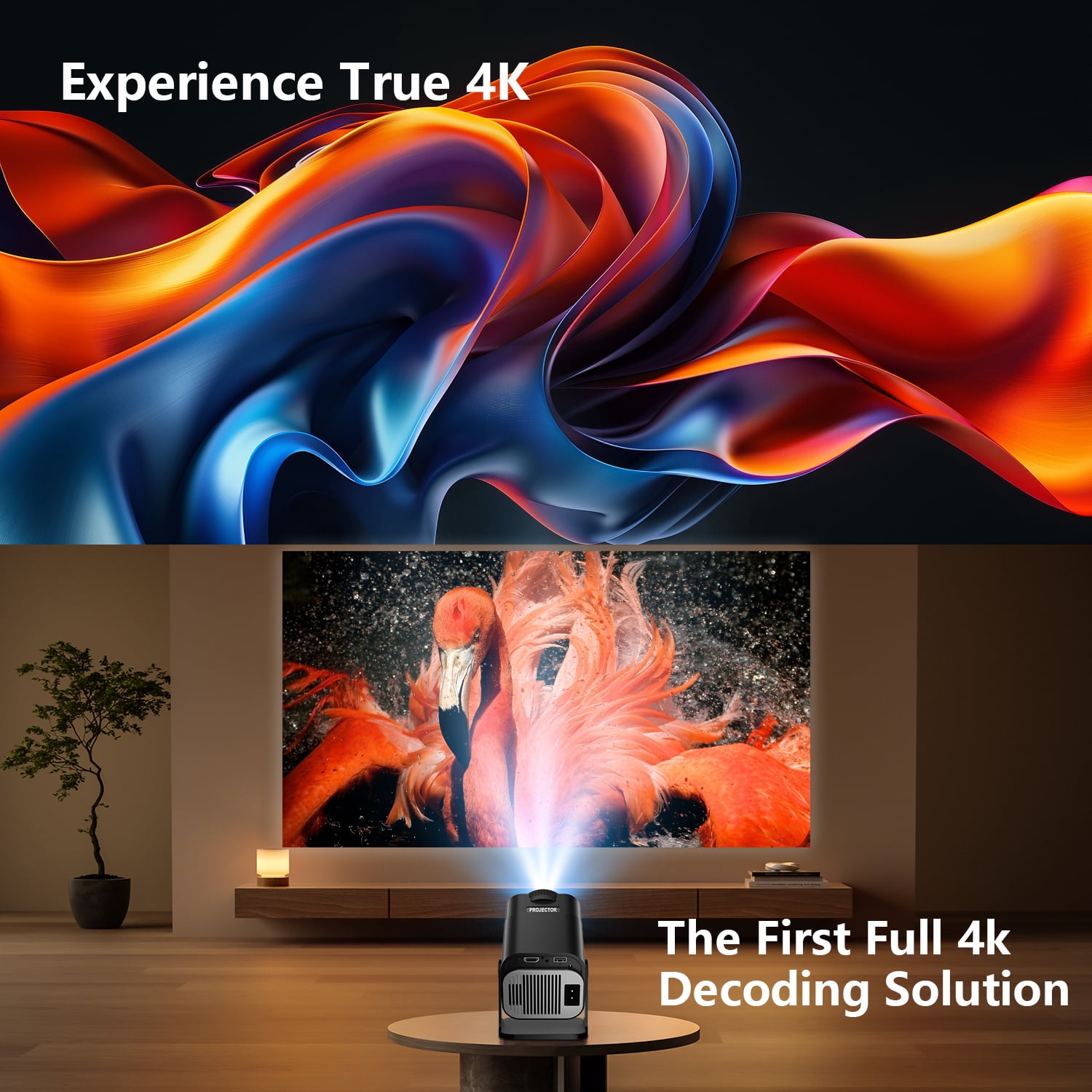 Salange Mini Projector with Wifi 6 and Bluetooth, 1080P Full HD with 4K Supported,Auto Keystone for Home Theater & Camping,Black