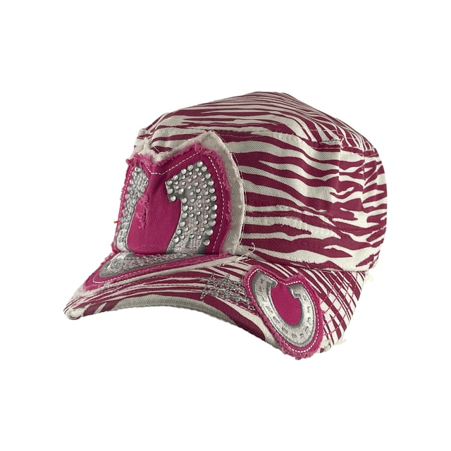 Top Headwear Womens Print Adjustable Cadet Cap - Pink Zebra - Horseshoe
