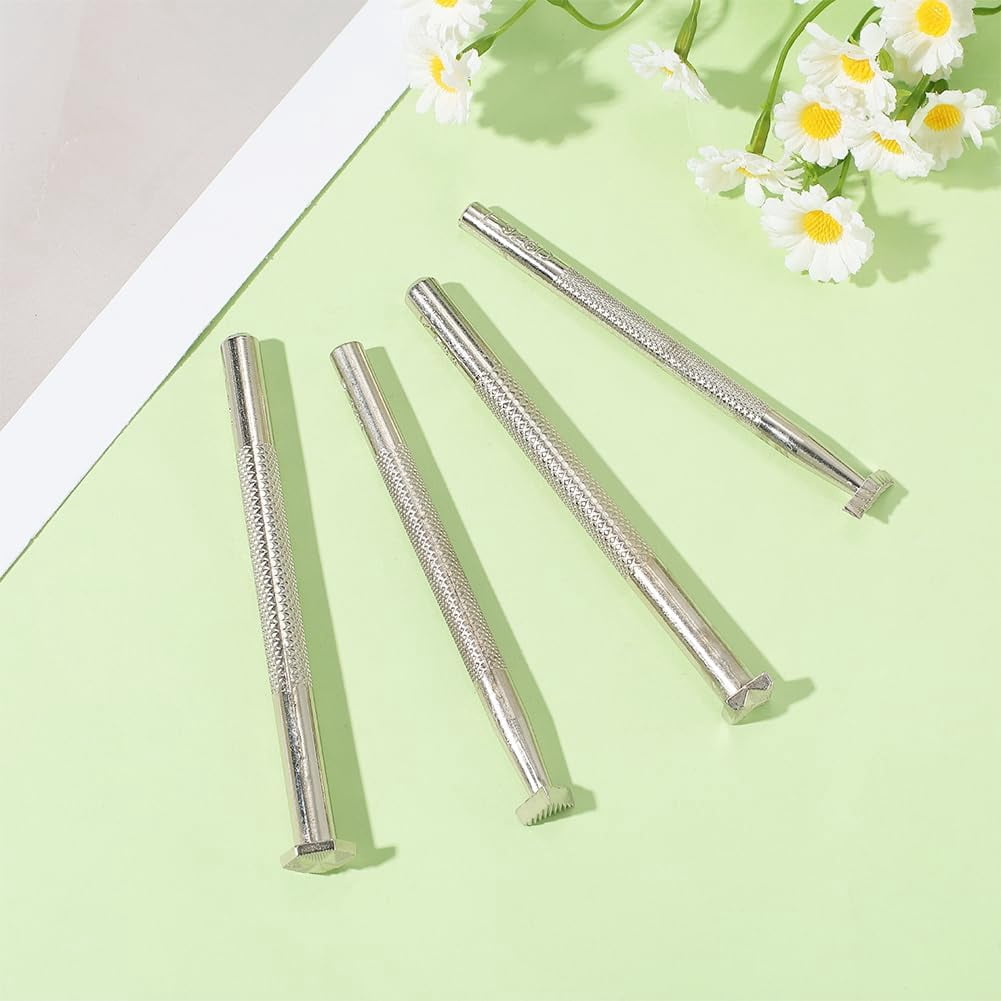 1set 4pcs 4 styles Alloy Leather Carving Embossing Tool Leathercraft Stamps Mixed Shapes 109~120x10~15x8~12.5mm 1pc/style
