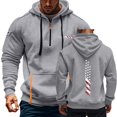 thumbnail image 3 of Flag Print Zip-Up Hoodie for Men, Big & Tall Casual Pullover for Sports, Fall Spring Patriotic Streetwear,Gray,XL, 3 of 5