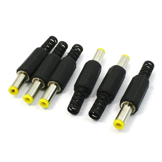Conectores de alimentación DC de 5.5 mm x 2.5 mm, conectores macho tipo cubo, negros, 6 piezas