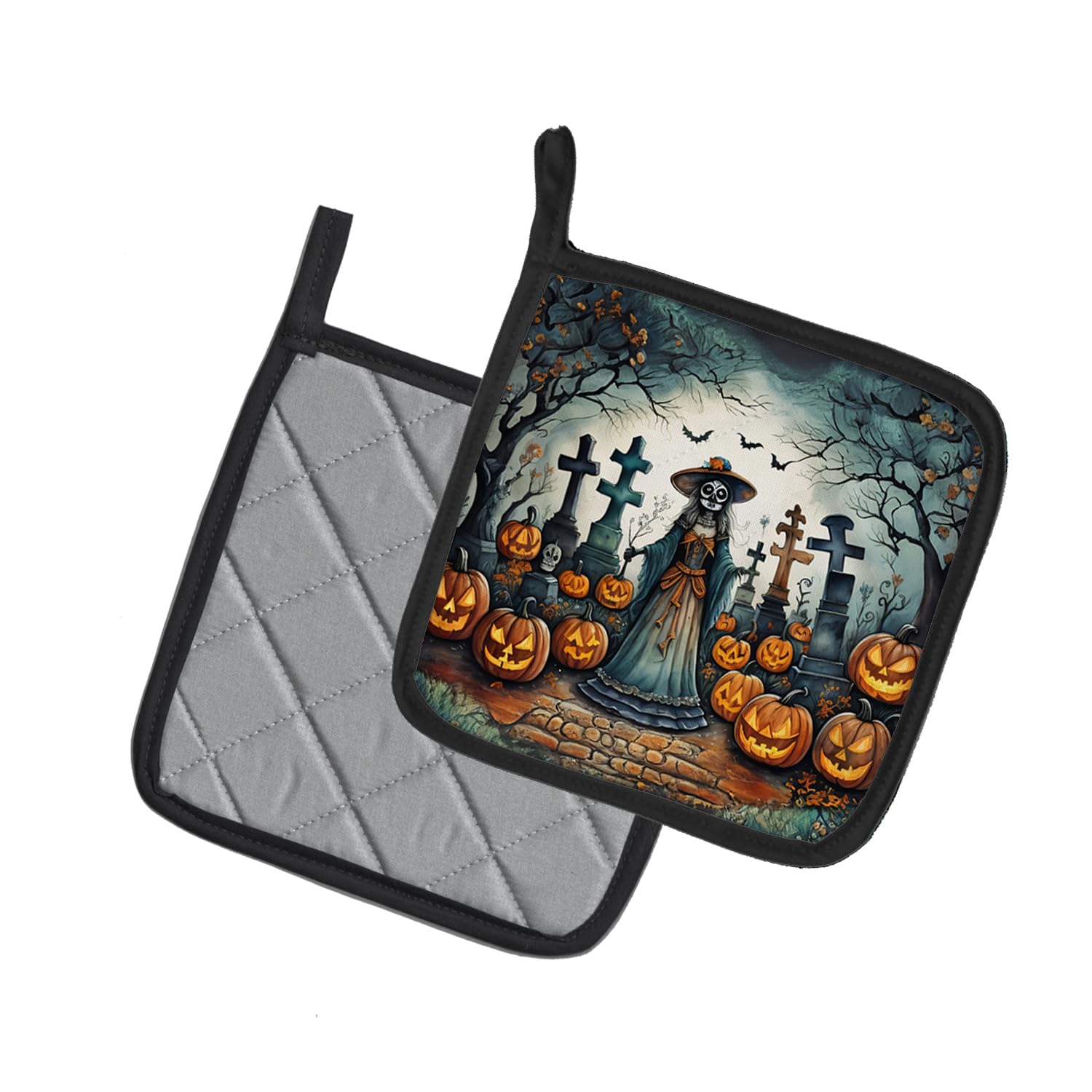 La Catrina Skeleton Spooky Halloween Pair of Pot Holders DAC2252