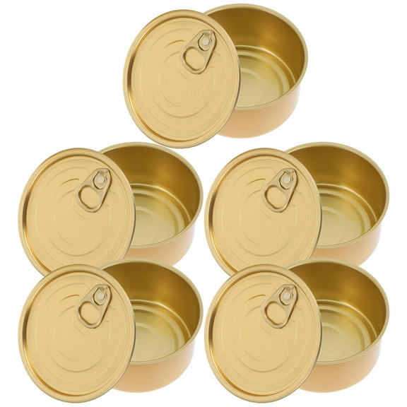 HEMOTON 5 Sets Aluminum Storage Cans with Lid for Cat Dog Food Tea Coffee Airtight Containers Treat Jar Empty Can