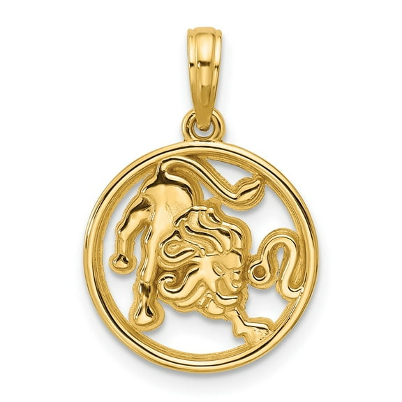 14K Polished Round Leo Pendant