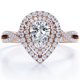 thumbnail image 1 of JeenMata Anillo de Compromiso con Halo Doble, Cuerpo Retorcido Infinito, Moissanita en Forma de Pera de 1,75 Quilates, Chapado en Oro Rosa de 18 K sobre Plata, 1 of 6