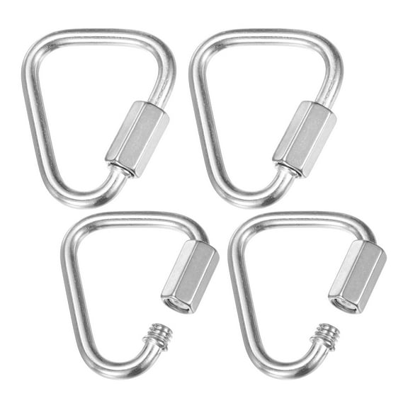 Uxcell 4-Pack Quick Chain Link Connector, M4 5/32" 304 Stainless Steel Triangle Locking Repair Chain Links for Swing/Camping/Hiking/Backpack, Twist Key Ring Screw Chain Link [Silver]