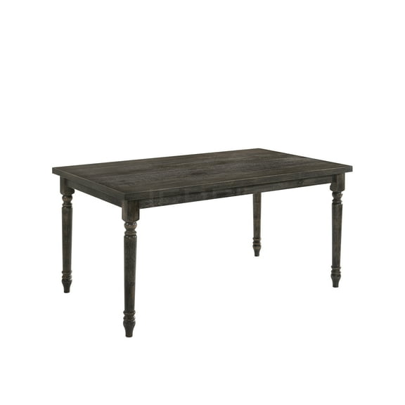 JERFIT Weathered Gray Dining Table for 4, Synthetic Wood Kitchen Table with Turned Legs, Rectangular Fixed Top Dining Room Table