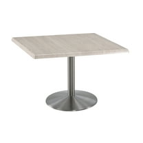 Indoor/Outdoor 30" Tall OD214 Stainless Steel Table Base with 22" Diameter Foot and 36" x 36" Square Indoor/Outdoor White Ash Top by the Holland Bar Stool Co.