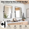 thumbnail image 4 of MOON MIRROR 24"x36" Matte Black Pivot Mirror for Bathroom, Metal Frame Bathroom Mirrors for Wall，Rectangle Titling Vanity Wall Mirror with Rounded Corner Hangs Vertical(Overall 28.33" x 36"), 4 of 9