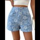 thumbnail image 2 of Shorts Bohemios de Verano con Cintura Alta y Bolsillo para Mujer, de Jacquard Floral Azul L, 2 of 7