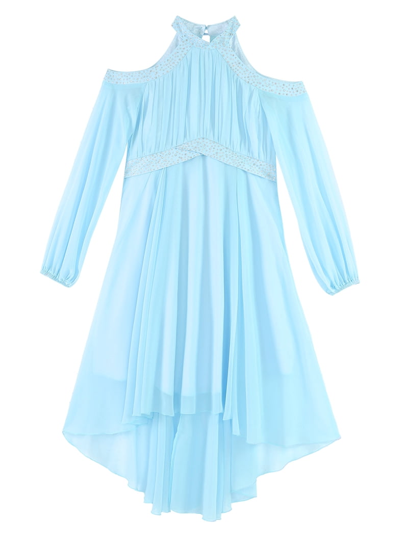 junior light blue dress Azazie A-Line/Princess Square Neck Floor-Length Chiffon Junior Bridesmaid Dresses