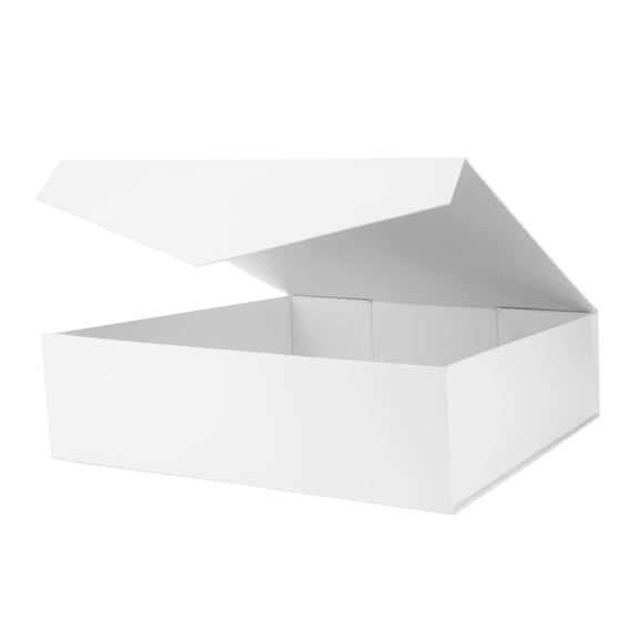 PKGSMART Extra Large Gift Box, 16.3x14.2x5 inches, White Magnetic Box with Lid