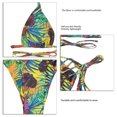 thumbnail image 4 of Bikini de dos piezas para mujer, traje de baño cruzado con cuello Halter y espalda descubierta, transpirable, de corte alto, hoja de color S, 4 of 4