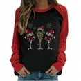 thumbnail image 1 of Chemise de Noël pour Femmes Printemps Patchwork Imprimé Manches Longues Col Rond Tee-Shirt Décontracté, 1 of 5