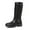 Black, variant on WEAIXIMIUNG Womens Heeled Boots Women's Winter Leather Strap Side Zipper Mid Calf Boots Temperament Comfortable Boots