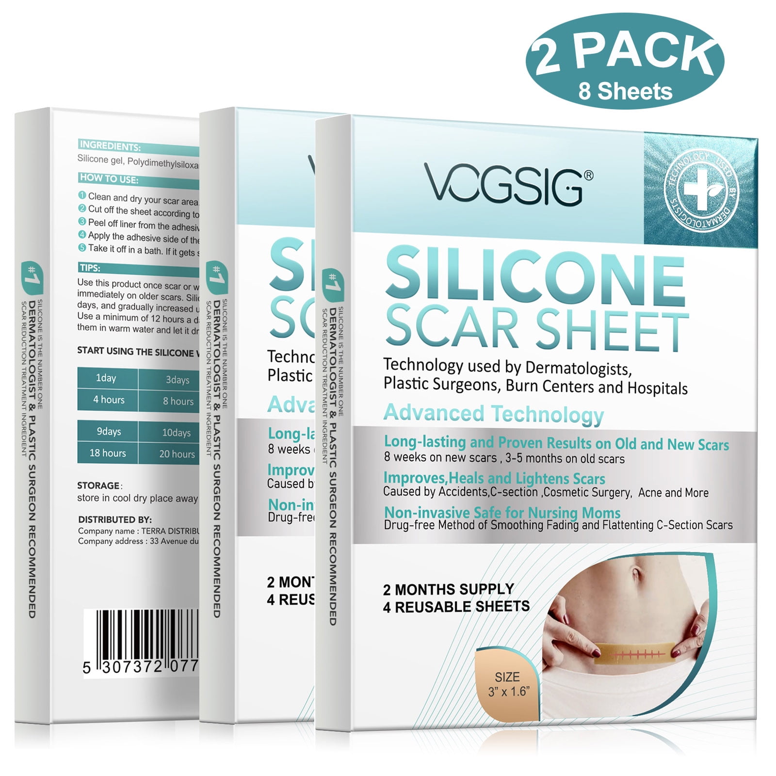 Auxbales Silicone Scar Sheets (1.6” x 120”Roll-3M), Silicone Scar