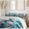 thumbnail image 6 of Ambesonne Nautical Duvet Cover Set, Underwater Around Anchor, King, Teal Pink and Coconut, 6 of 6