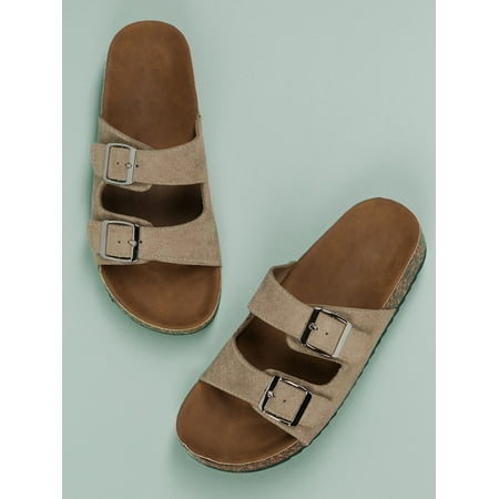 

Double Buckle Cork Footbed Slide Sandals