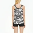 thumbnail image 4 of FAVIPT Womens High Waist Tankini Swimsuits Two Piece Summer Beach Swimming Bathing Suit Set Floral Print Blouson Tank Top with Shorts Gray,M, 4 of 8